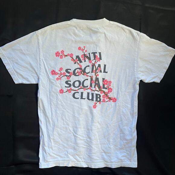 Anti Social Social Club Cherry Blossom Graphic T-Shirt White Made in USA M - Picture 1 of 12